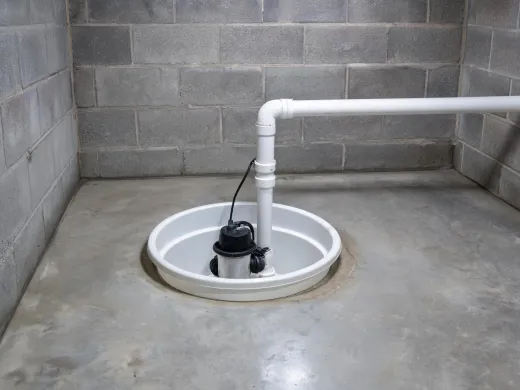 Residential basement sump installation